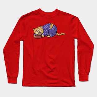 Cat Wearing Purple Pajamas Long Sleeve T-Shirt